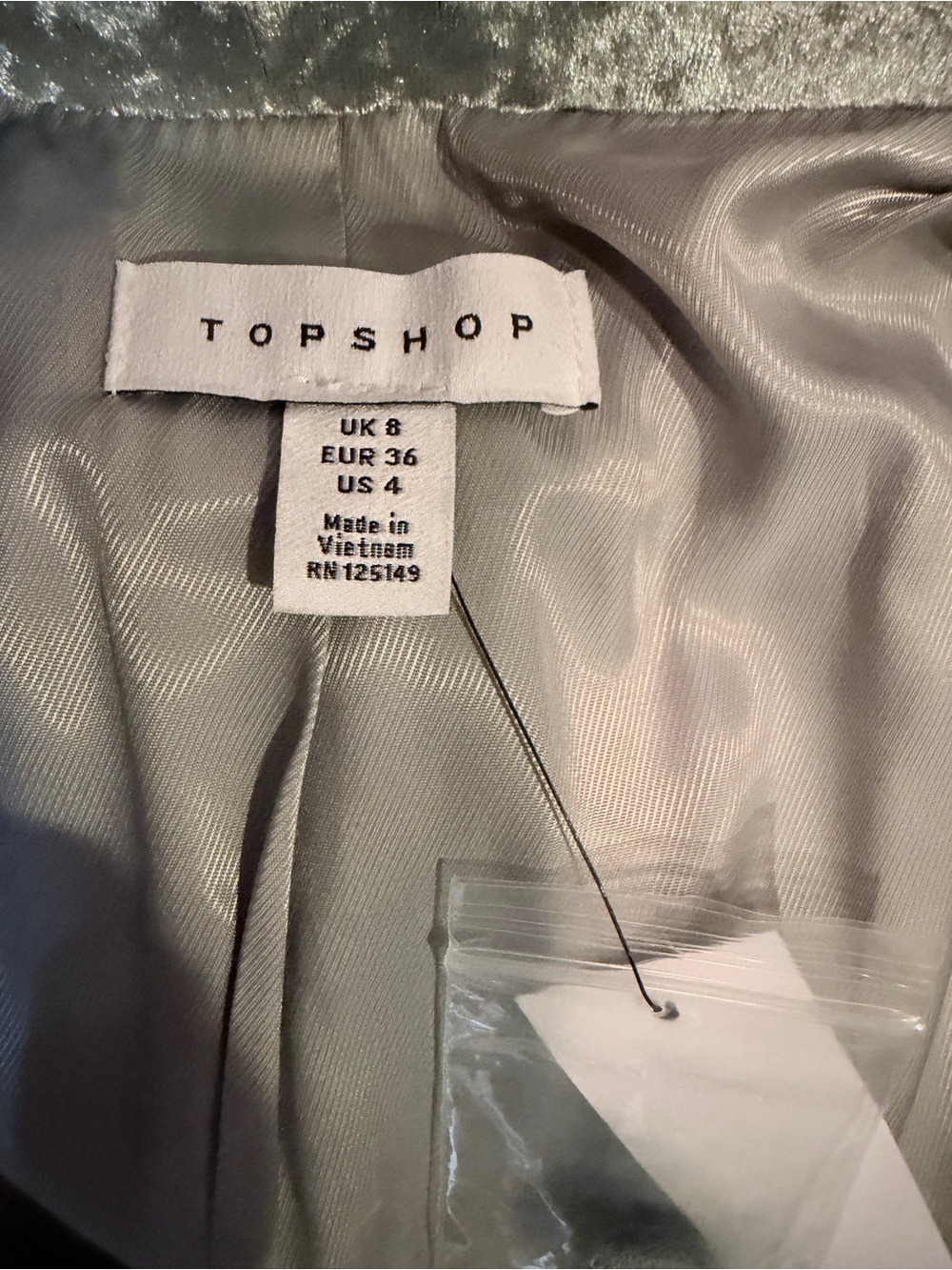 Women's Light Blue Velvet Double-Breasted Blazer - Picture 5 of 7